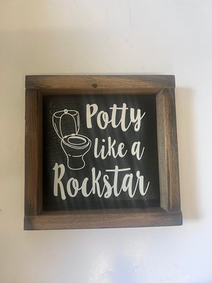 Potty Like a Rockstar Mini Wood Sign
