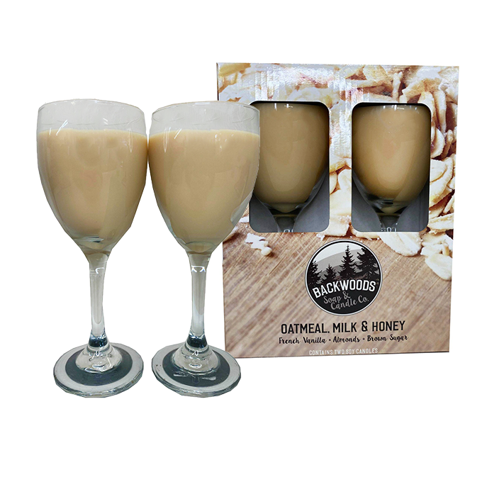 Oatmeal milk and honey wine glass set