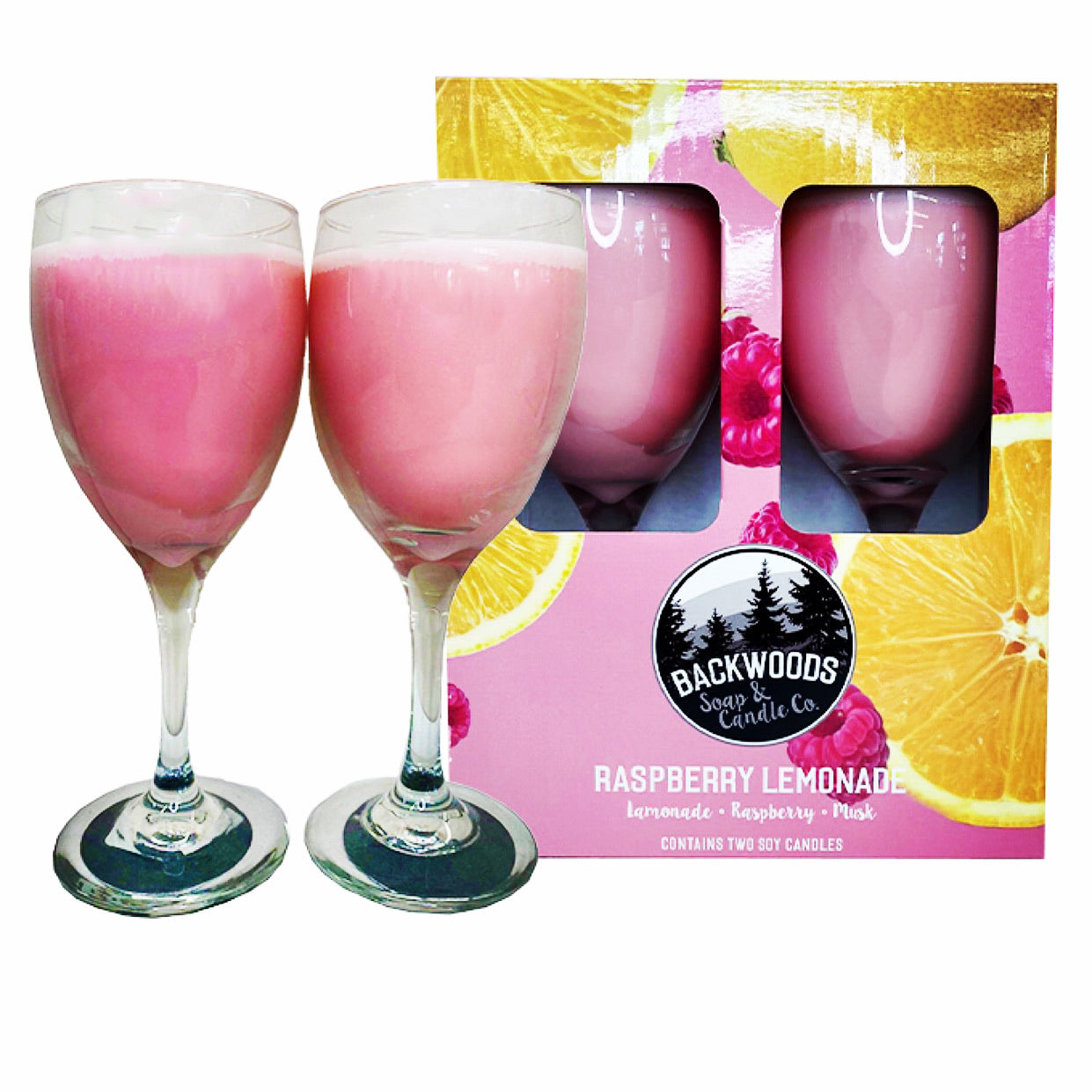 Raspberry lemonade wine glass set