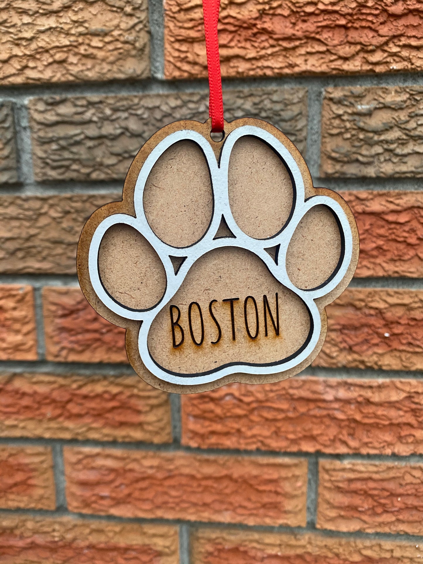 Paw Print Dog Name Ornament