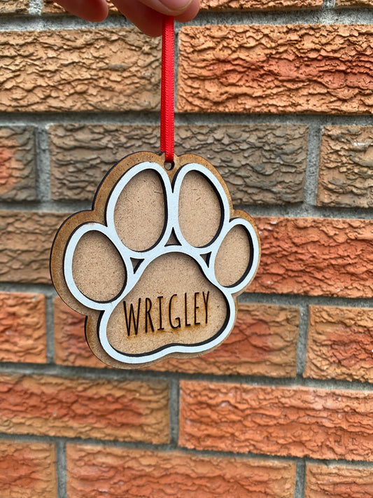 Paw Print Dog Name Ornament