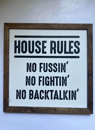 House Rules Wood Sign