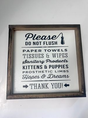 Please Do Not Flush Wood Sign