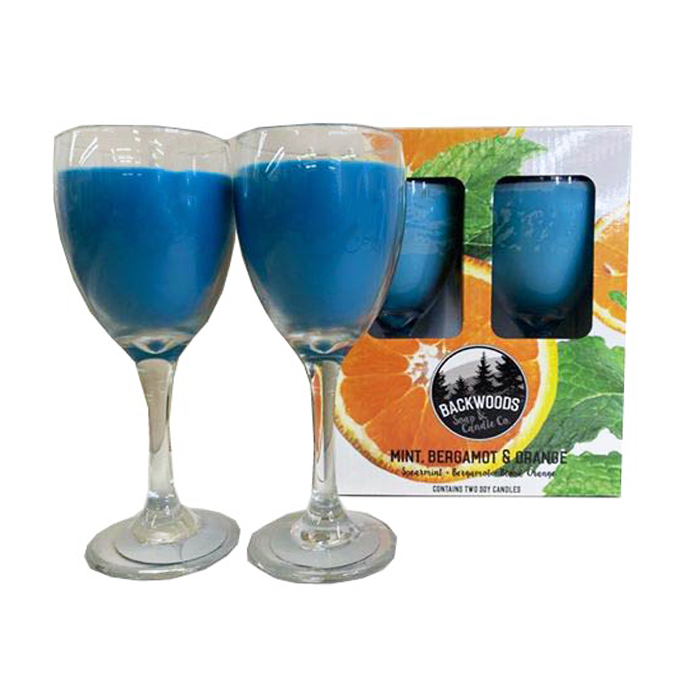 Mint Bergamot and Orange Wine Glass Set