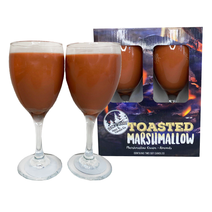 Toasted marshmallow wine glass candles